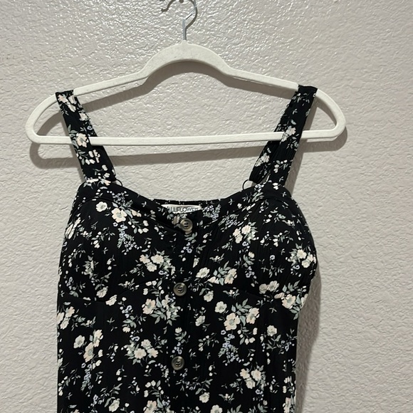 Wallflower Black Floral Mini Dress with removable cups Size Large Sleeveless Y2K - Picture 5 of 11